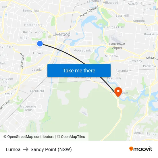 Lurnea to Sandy Point (NSW) map