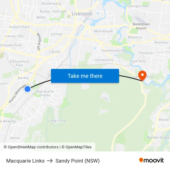Macquarie Links to Sandy Point (NSW) map
