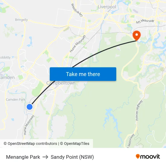 Menangle Park to Sandy Point (NSW) map