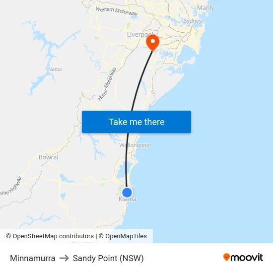 Minnamurra to Sandy Point (NSW) map