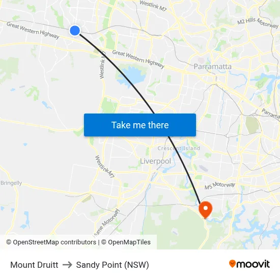 Mount Druitt to Sandy Point (NSW) map