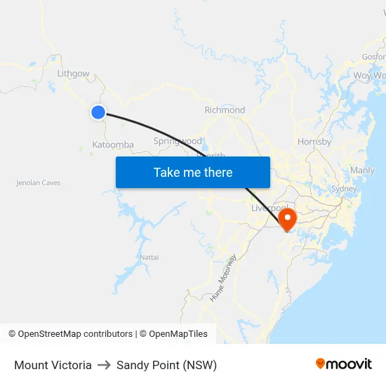 Mount Victoria to Sandy Point (NSW) map