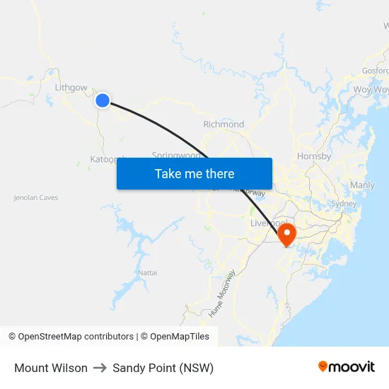 Mount Wilson to Sandy Point (NSW) map