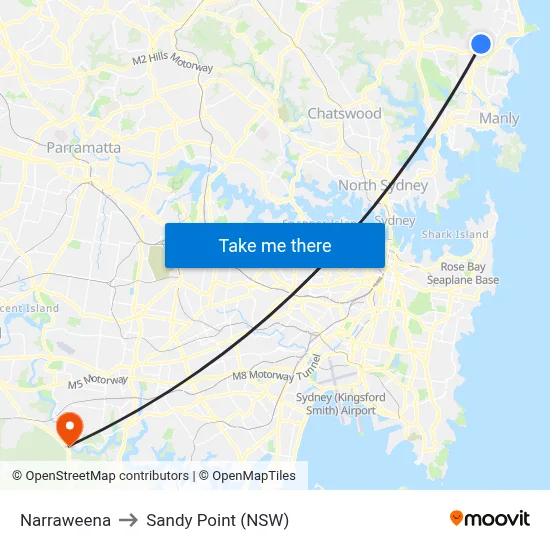 Narraweena to Sandy Point (NSW) map
