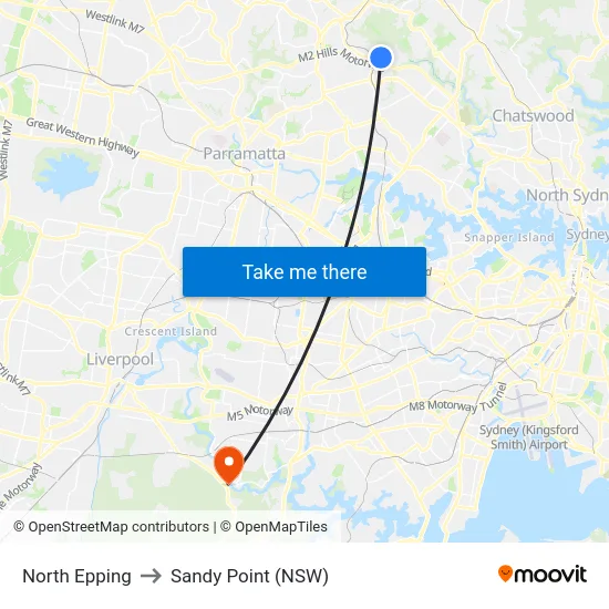North Epping to Sandy Point (NSW) map