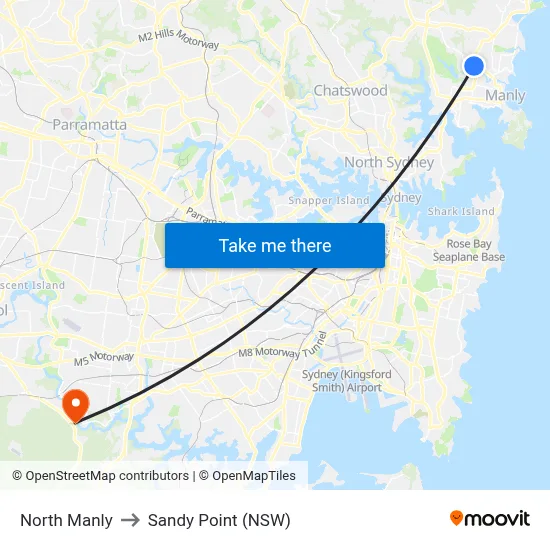 North Manly to Sandy Point (NSW) map