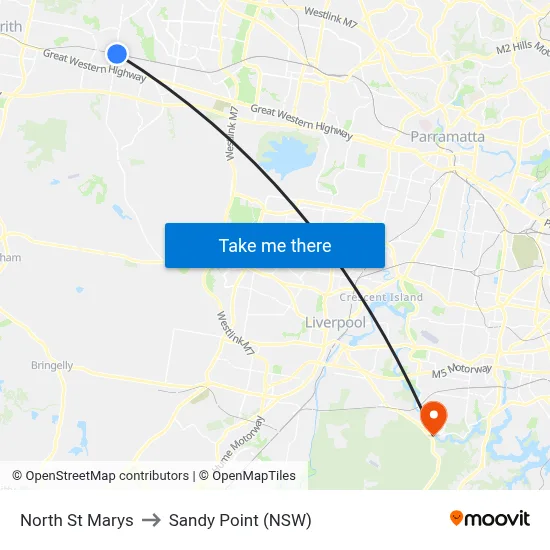 North St Marys to Sandy Point (NSW) map