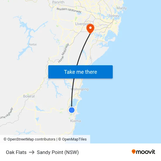 Oak Flats to Sandy Point (NSW) map