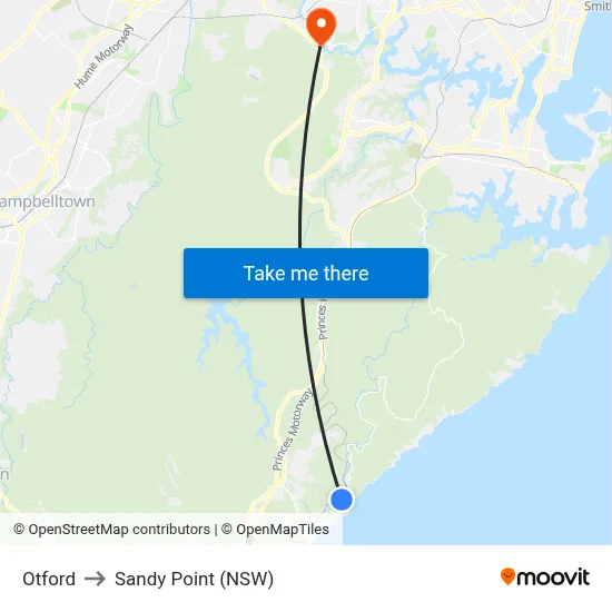 Otford to Sandy Point (NSW) map
