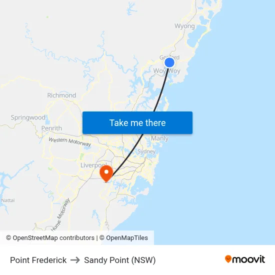 Point Frederick to Sandy Point (NSW) map