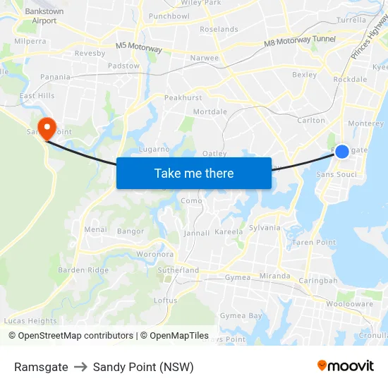 Ramsgate to Sandy Point (NSW) map