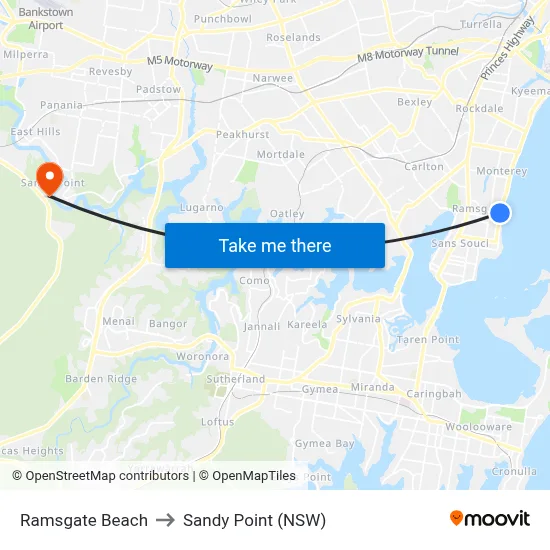 Ramsgate Beach to Sandy Point (NSW) map