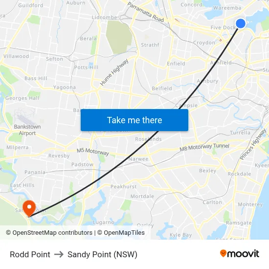 Rodd Point to Sandy Point (NSW) map