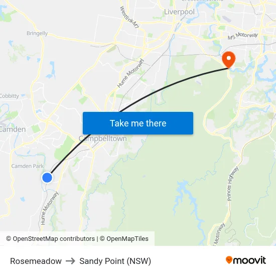 Rosemeadow to Sandy Point (NSW) map