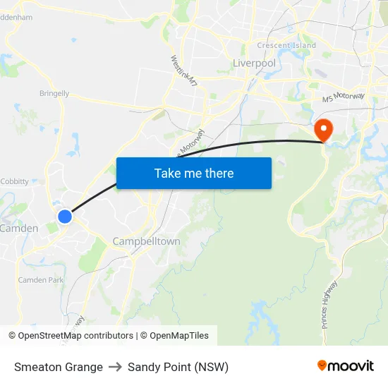 Smeaton Grange to Sandy Point (NSW) map