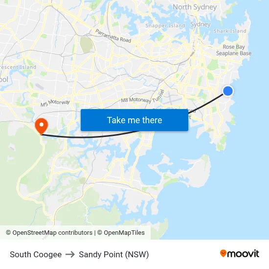 South Coogee to Sandy Point (NSW) map