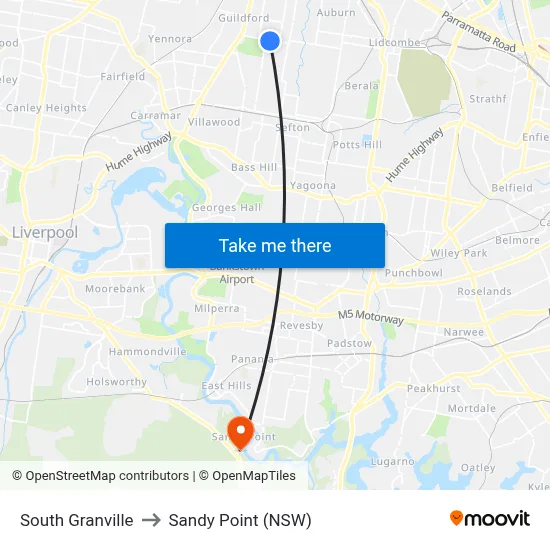 South Granville to Sandy Point (NSW) map