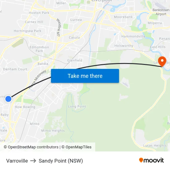 Varroville to Sandy Point (NSW) map