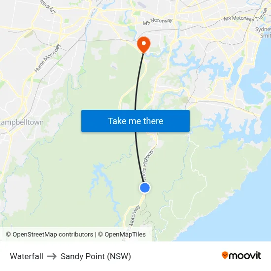 Waterfall to Sandy Point (NSW) map