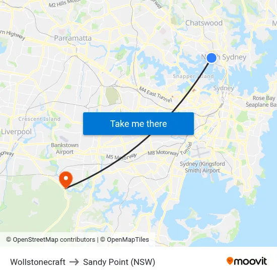 Wollstonecraft to Sandy Point (NSW) map