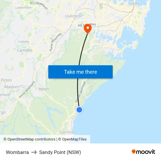 Wombarra to Sandy Point (NSW) map
