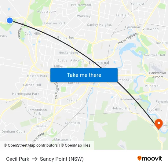 Cecil Park to Sandy Point (NSW) map