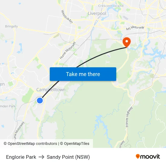 Englorie Park to Sandy Point (NSW) map