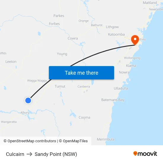 Culcairn to Sandy Point (NSW) map