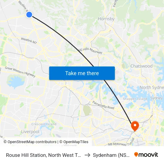 Rouse Hill Station, North West Twy to Sydenham (NSW) map