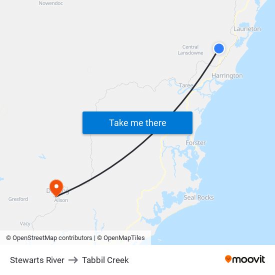 Stewarts River to Tabbil Creek map
