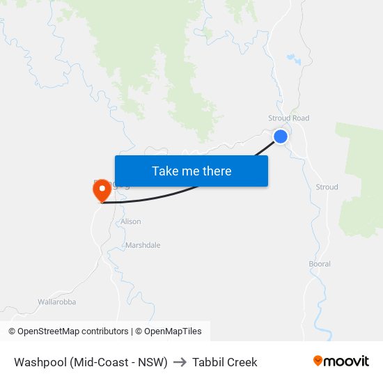 Washpool (Mid-Coast - NSW) to Tabbil Creek map