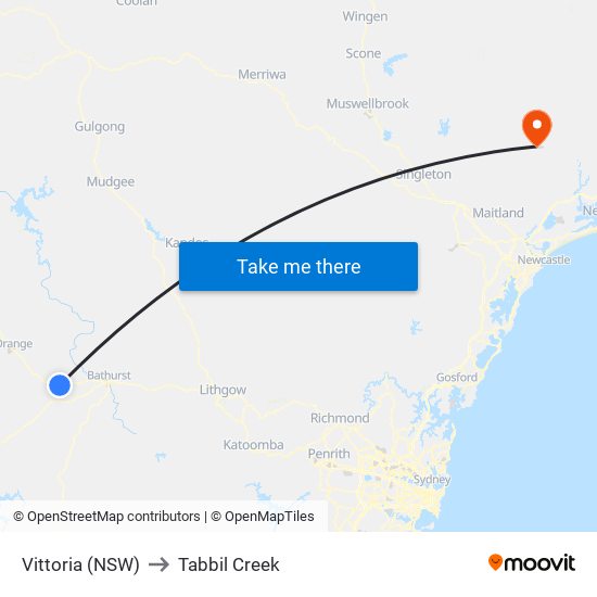 Vittoria (NSW) to Tabbil Creek map