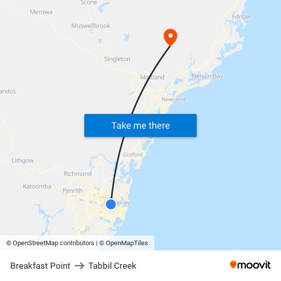 Breakfast Point to Tabbil Creek map