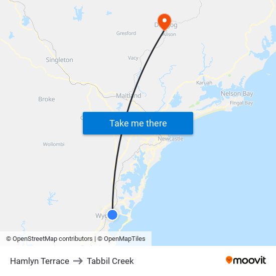 Hamlyn Terrace to Tabbil Creek map