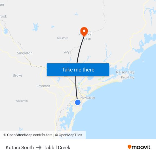 Kotara South to Tabbil Creek map