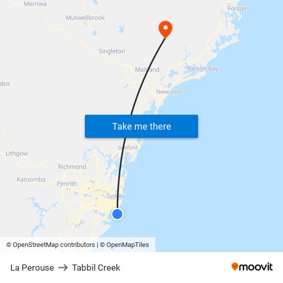 La Perouse to Tabbil Creek map