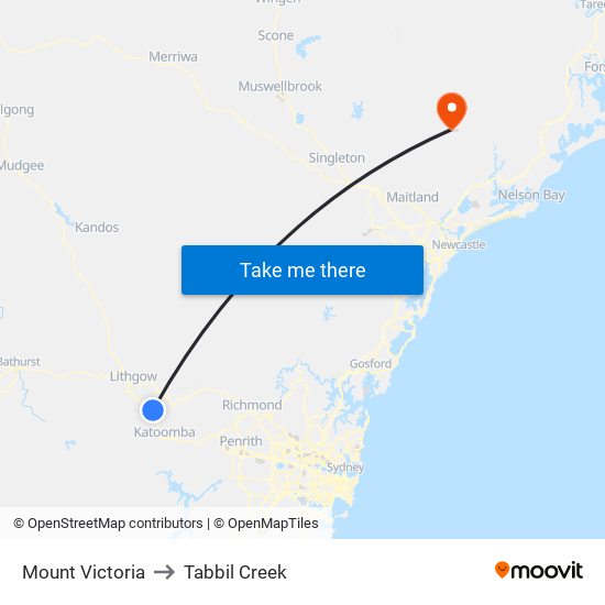 Mount Victoria to Tabbil Creek map