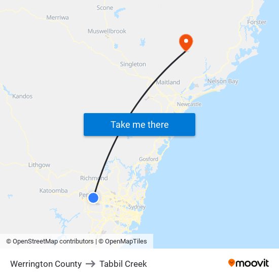 Werrington County to Tabbil Creek map