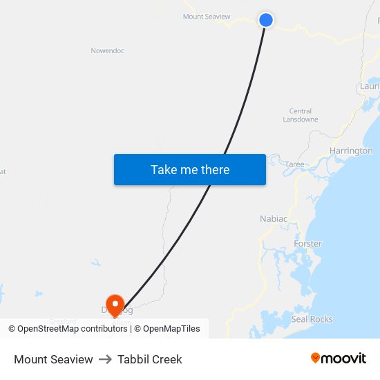 Mount Seaview to Tabbil Creek map