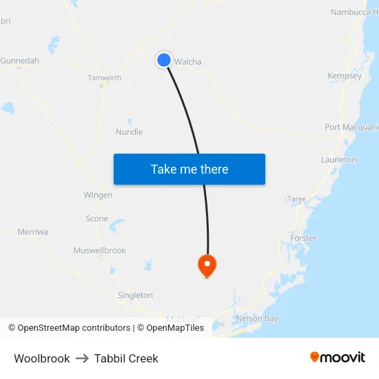 Woolbrook to Tabbil Creek map