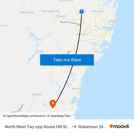 North West Twy opp Rouse Hill Station to Robertson (NSW) map
