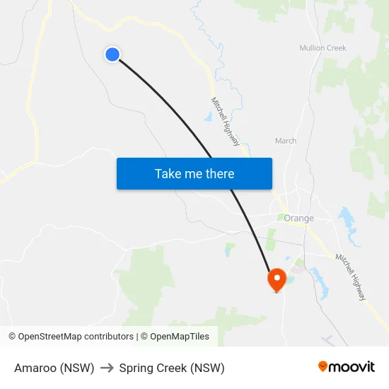 Amaroo (NSW) to Spring Creek (NSW) map