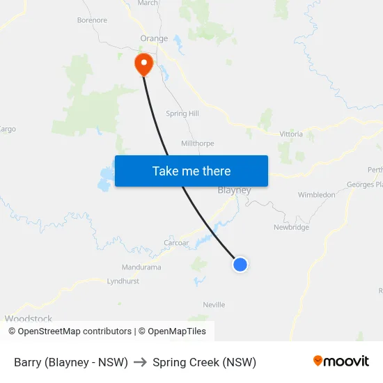 Barry (Blayney - NSW) to Spring Creek (NSW) map