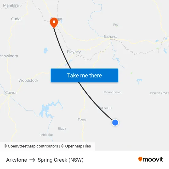 Arkstone to Spring Creek (NSW) map