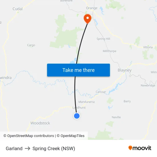 Garland to Spring Creek (NSW) map