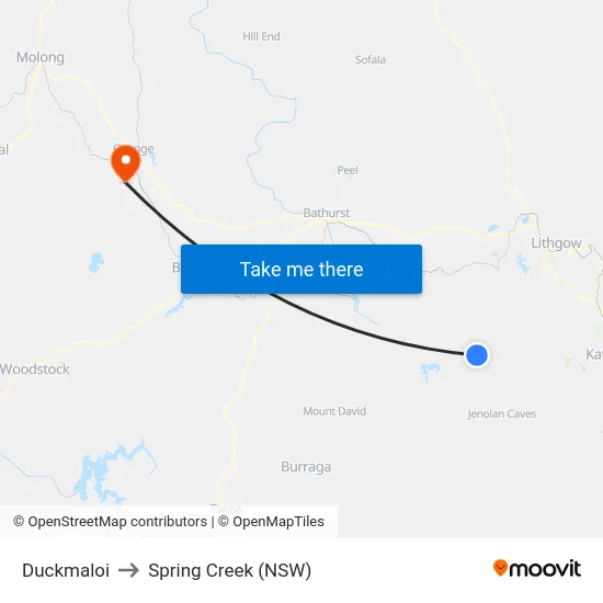 Duckmaloi to Spring Creek (NSW) map
