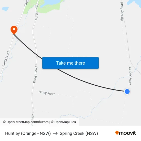 Huntley (Orange - NSW) to Spring Creek (NSW) map