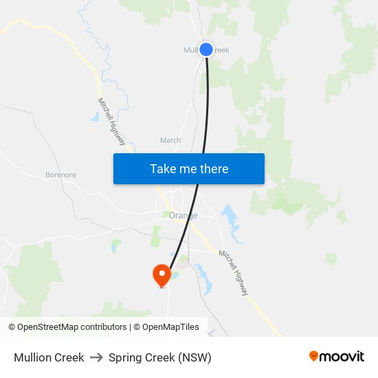 Mullion Creek to Spring Creek (NSW) map