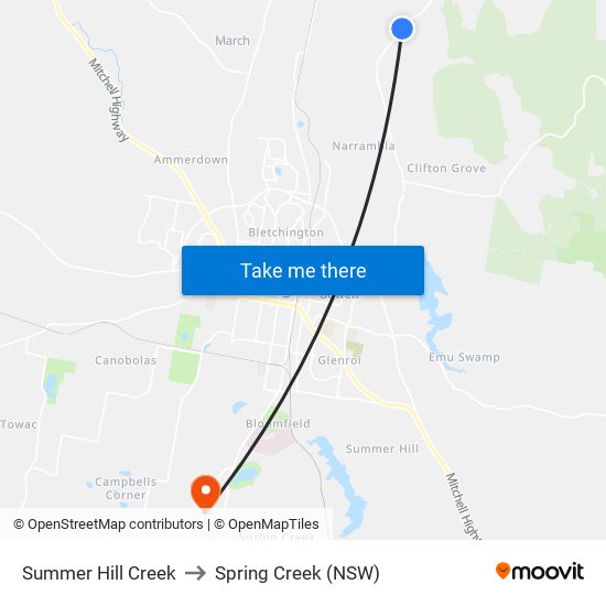 Summer Hill Creek to Spring Creek (NSW) map