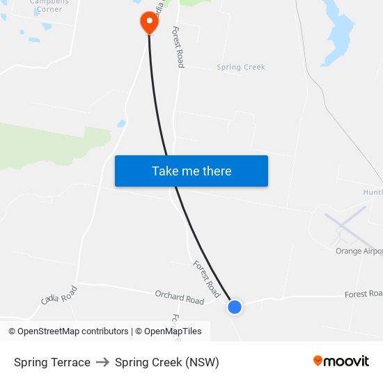 Spring Terrace to Spring Creek (NSW) map